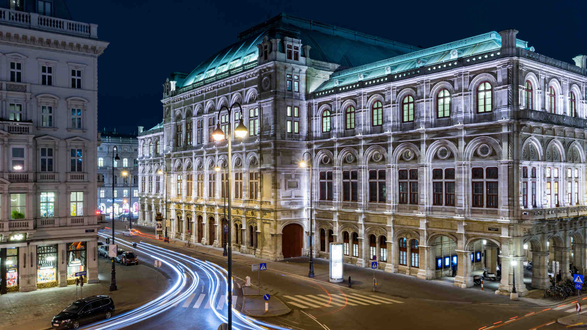 Vienna Austria building at night